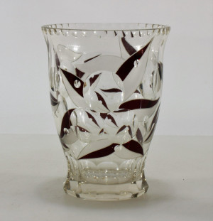 Image for Lot Karl Palda/Haida - Ruby Glass Etched Vase, 1930