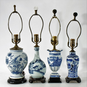 Image for Lot Antique Chinese Porcelain Vase Form Table Lamps