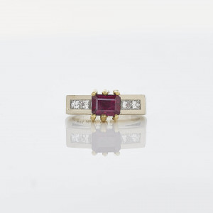 Image for Lot Art Deco Ruby &amp; Diamond Ring
