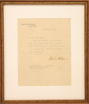 Image for Lot Woodrow Wilson Letter to Mrs. Berry