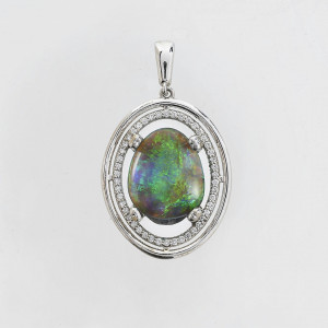 Image for Lot Opal &amp; Diamond Pendant