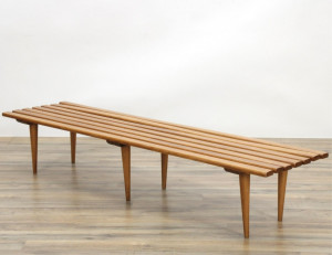 Image for Lot Paul McCobb Style Stained Maple Bench