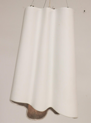 Image for Lot Siovered White Ceramic "Hanging Drape" Lantern