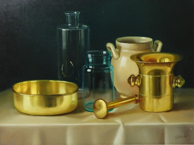 Image for Lot András Gombár - Still Life with Vessels