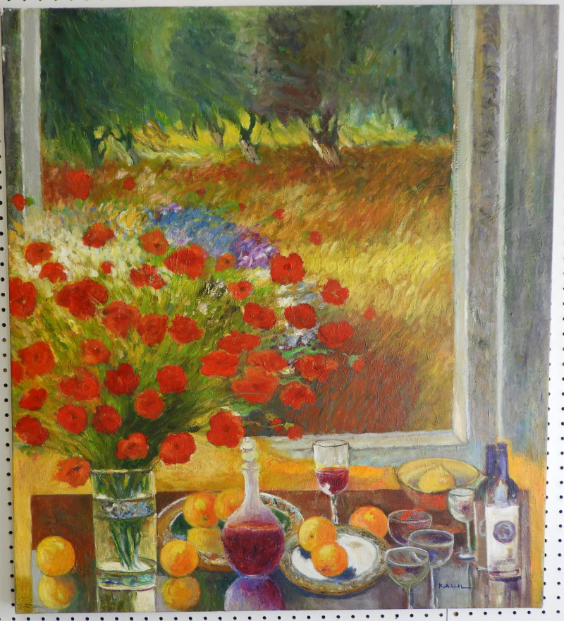 Kalil - Red Poppy Still Life by the Window