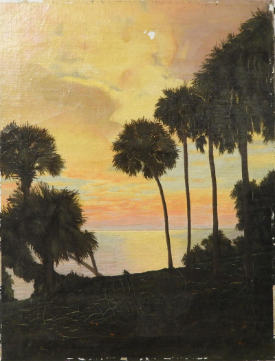 Image for Lot Vintage Florida Highwaymen Style Tropical Sky O/C