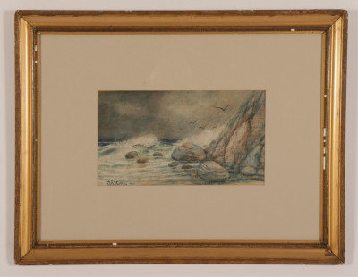 G.A. Noltey - Surfscape W/C and Pastel c. 1900