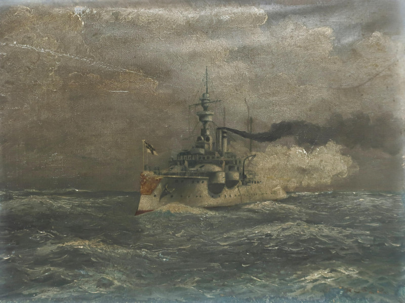 Battleship, Oil on Artist Board