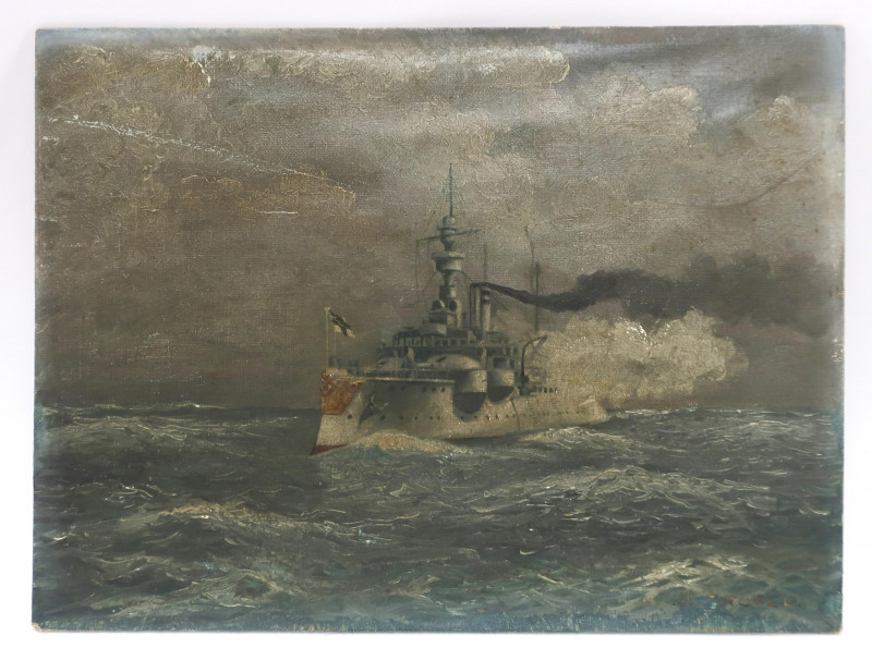 Battleship, Oil on Artist Board