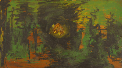Am. Sch., 20th C., Abstract Sunset, signed Rudloe