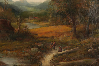 James Wallace, Twilight Landscape with Figures O/C