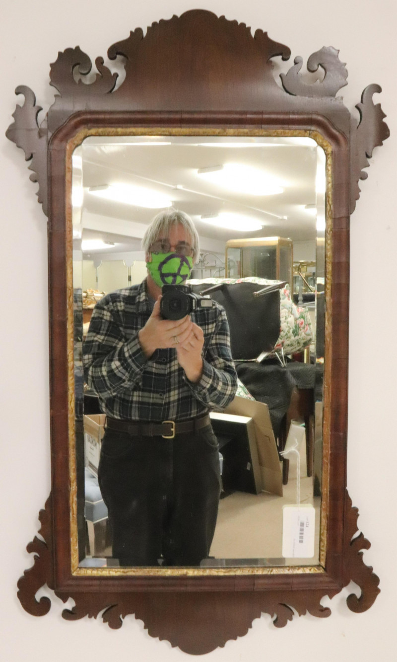 Antique Scroll-Cut Chippendale Wall Mirror