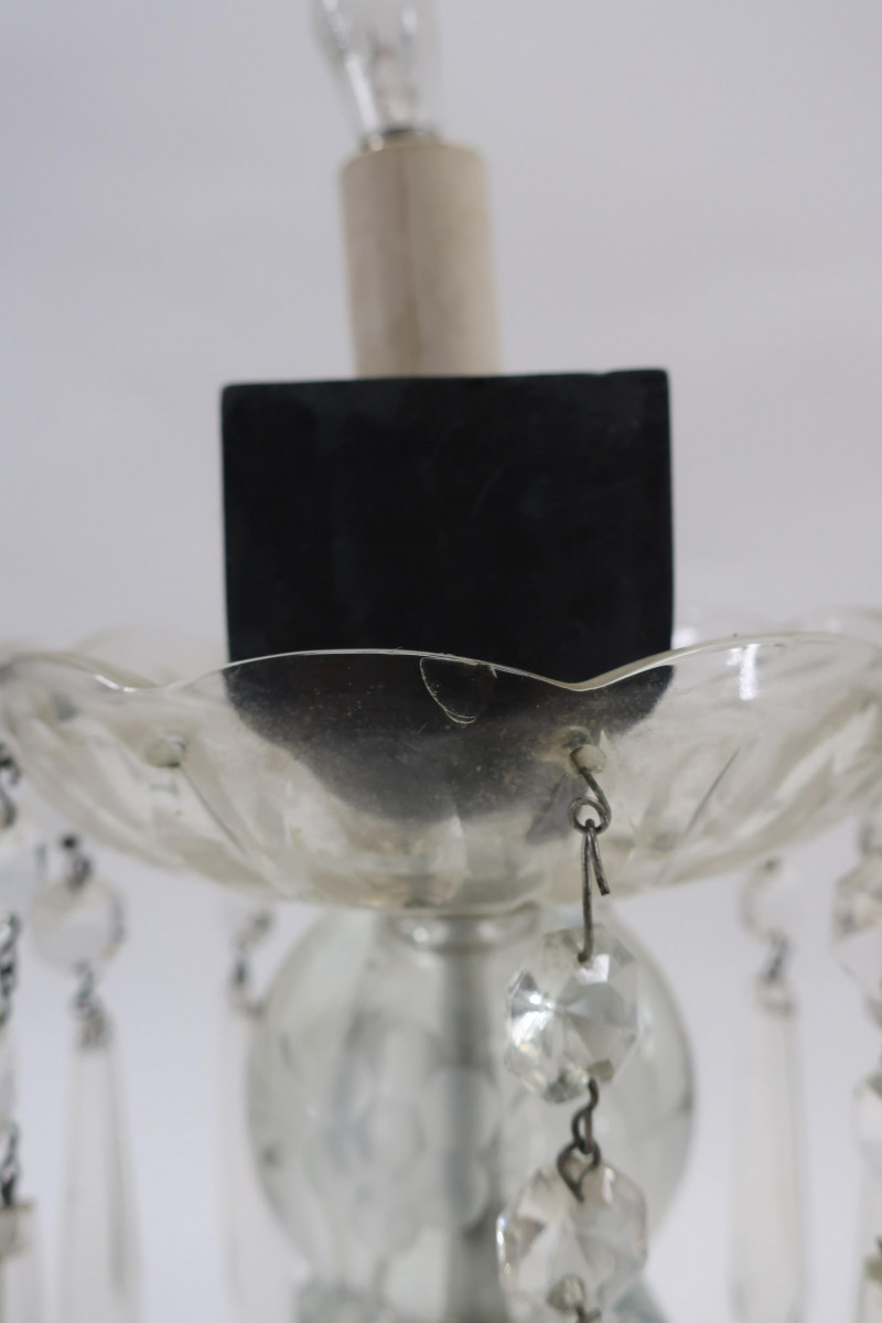 Pair Cut and Pressed Glass Prism Table Lamps