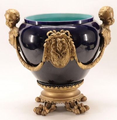 Empire Style Gilt Bronze Mounted Porcelain Urn