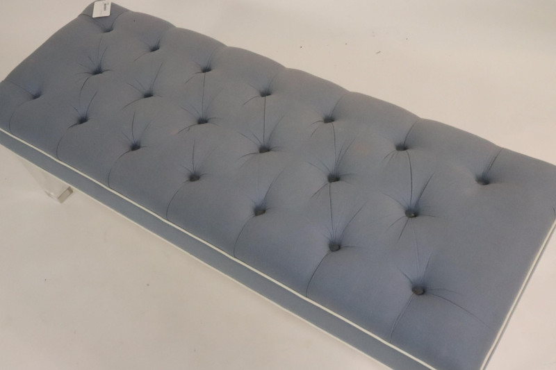 Contemporary Blue Bench with Lucite Legs
