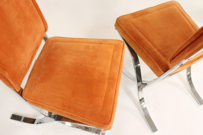Pair Modern Chrome Side Chairs