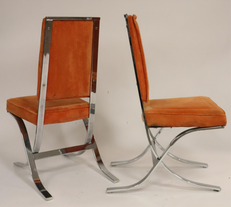 Pair Modern Chrome Side Chairs