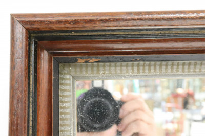 Victorian Carved Oak Mantle Mirror & other
