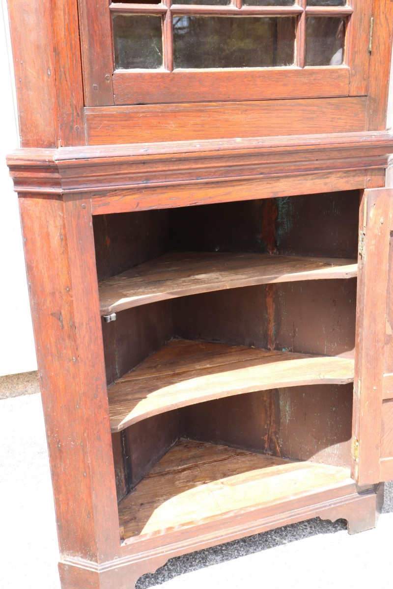 English Oak Corner Cupboard, L. 18th C.