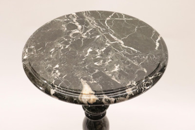 Black & White Mottled Marble Pedestal Table