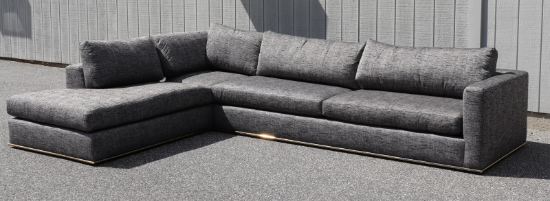 Nathan Anthony Chrome & Cotton Sectional Couch