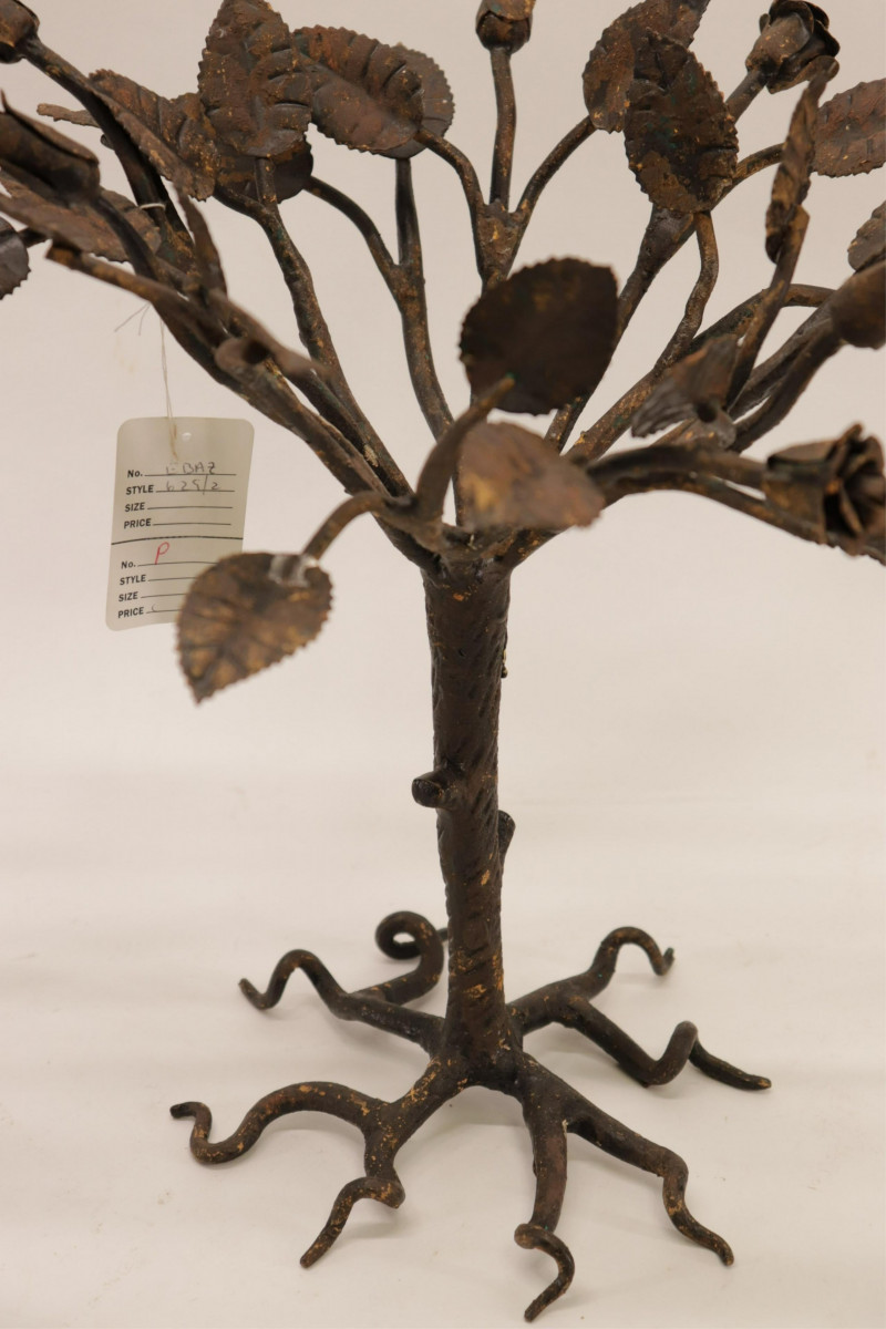 Pair Rustic Wrought Iron Tree-form Centerpieces