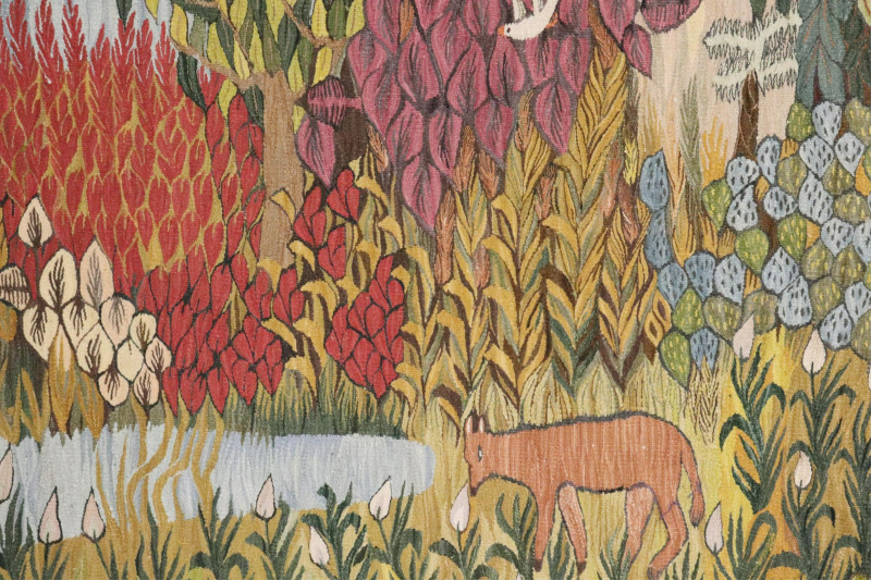 Large German Jugendstil Wool Tapestry