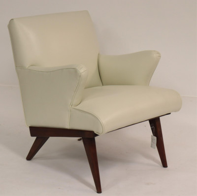 Manner of Wegner White Leather Armchair, c 1950