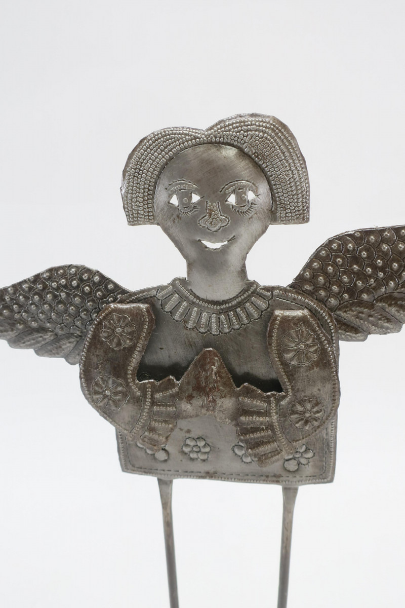 Angel-Winged Figure Metal Tabletop Sculpture