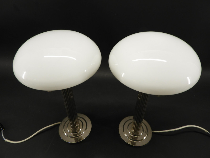 Pair Art Deco Style Silverplate Lamps