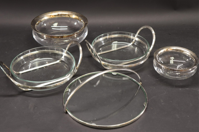 5 Glass & Silverplate Bowls/Trays