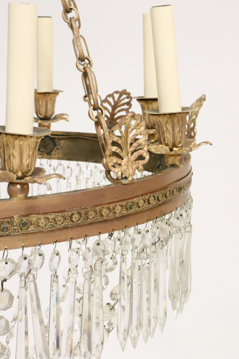 Louis XVI Style Gilt & Cut Glass 8-Light Chandelie
