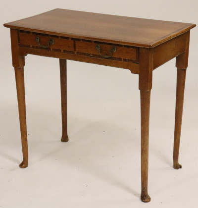 Image for Lot George III Inlaid Oak Side Table, Late 18th C.