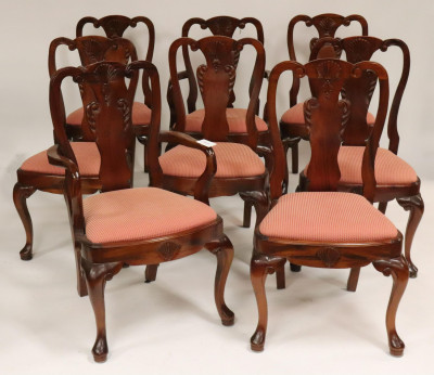8 Queen Anne Style Mahogany Dining Chairs