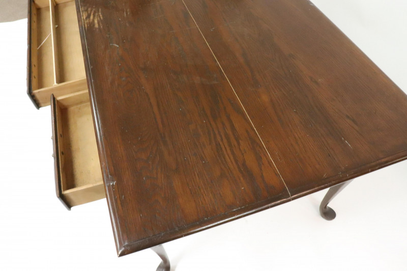 Queen Anne Style Stained Oak Library Table