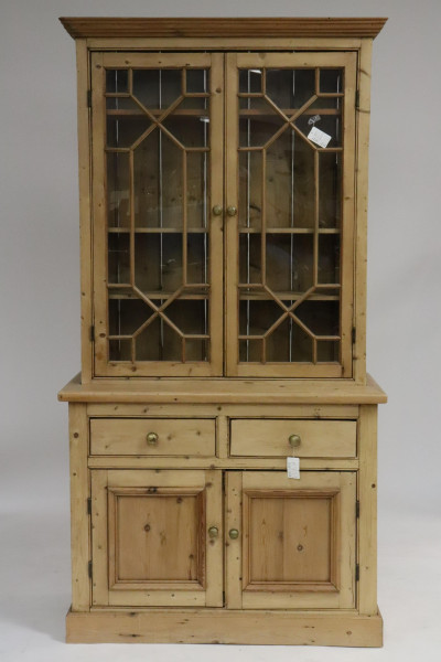 English Colonial Pine Bookcase Cabinet