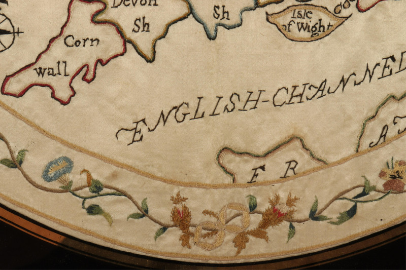 Victorian Silk Embroidered Map, England & Wales