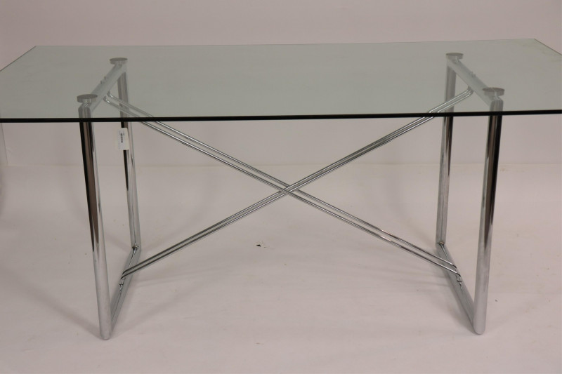 Contemporary Chrome & Glass Dining Table