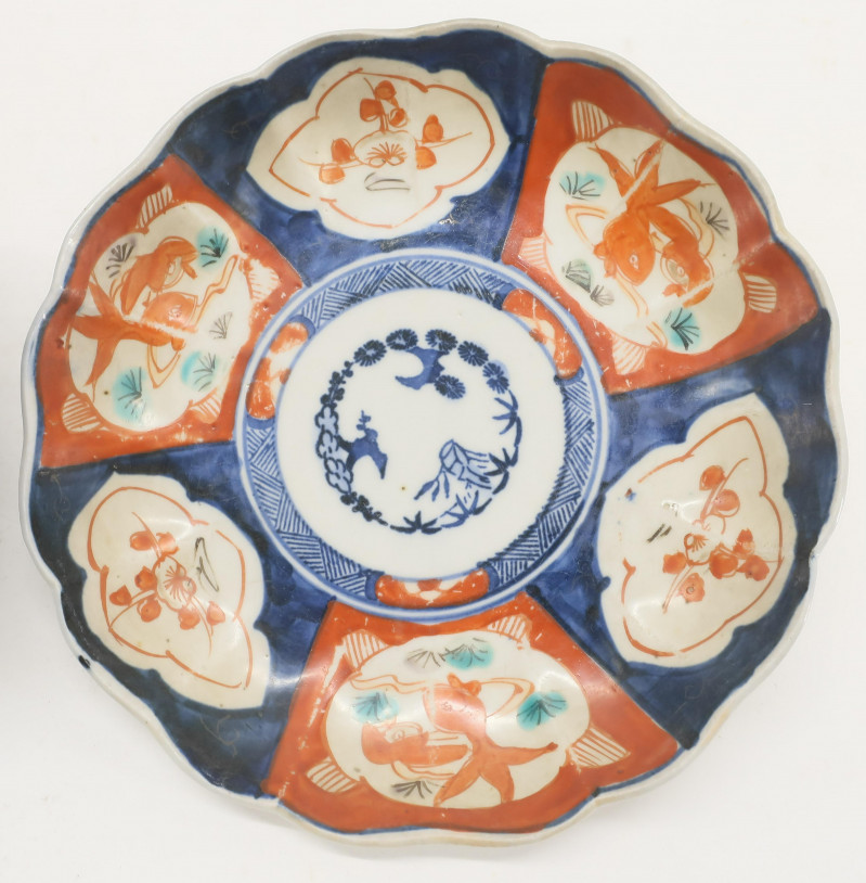 Two Japanese Printed and Painted Porcelain dishes