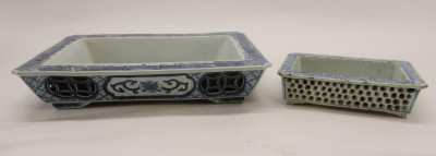 Two Double-walled Blue and White Narcissus Planter