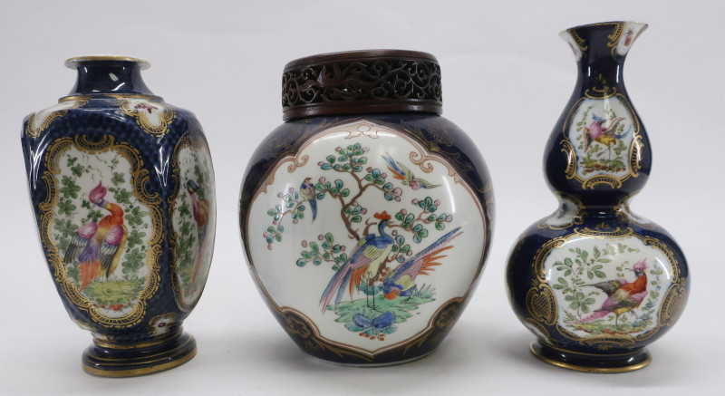 Samson Blue Scale Porcelain Vases, Worcester Style