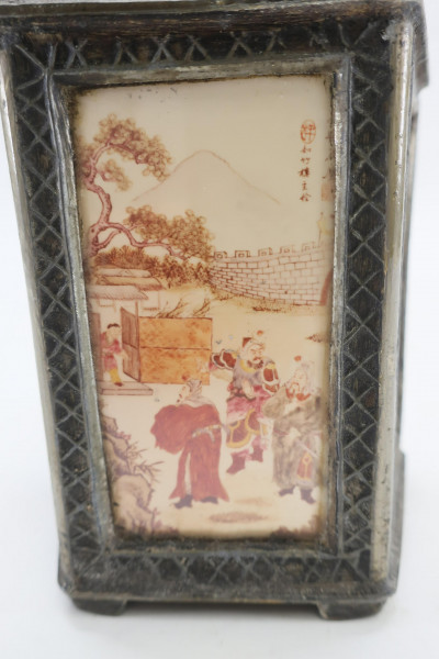 Chinese Glass and Pewter Tea Caddy