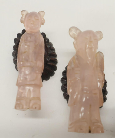 Porcelain Buddha Statue & Rose Quartz Figures
