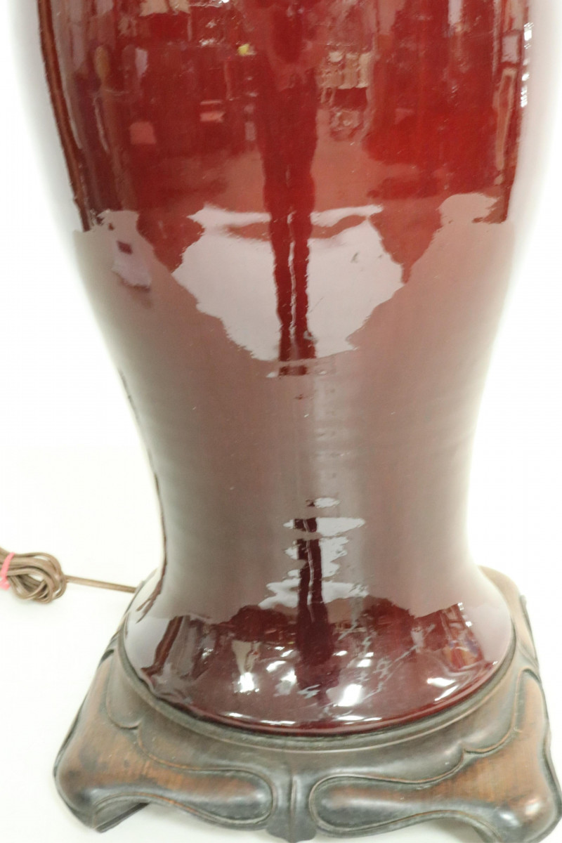 Large Sange De Boeuf Vase Mounted as Lamp