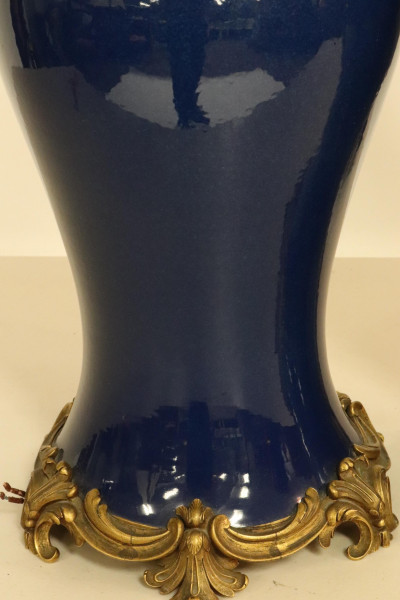 Matching Pair of Chinese Monochromatic Blue Vases Mount