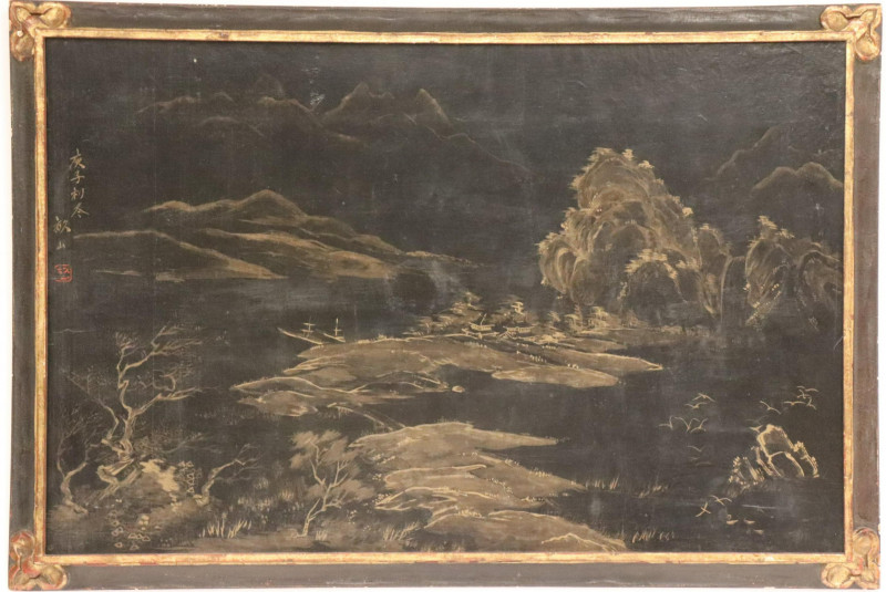 Painted Chinese Lacquer Panel, circa 1900