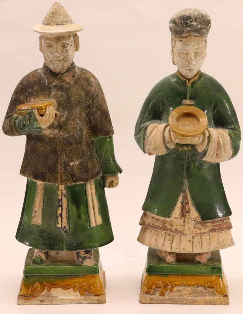 Pair Large Ming Dynasty Figures
