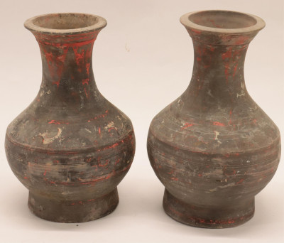 Two Han Dynasty Terracotta Hu Jars