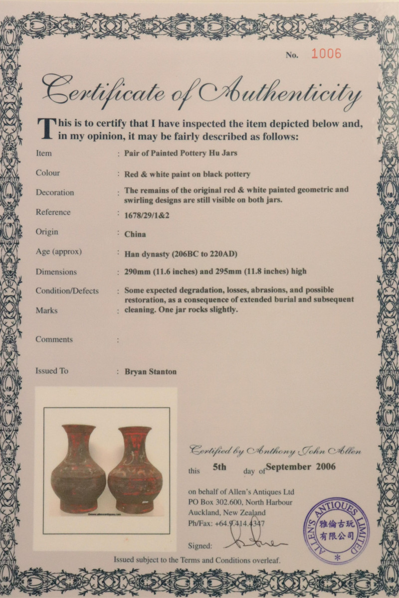 Two Han Dynasty Terracotta Hu Jars