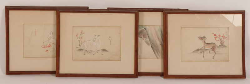 Four Watercolor Paintings, attr Sei-Sei Shugetsu